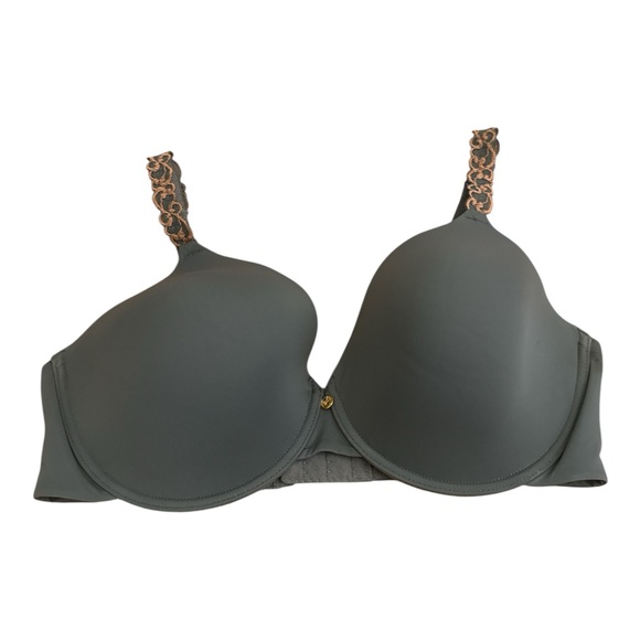 New NATORI 732080 Pure Luxe Underwire T-shirt Bra size 36DD Gray Brown Lace - Picture 1 of 2